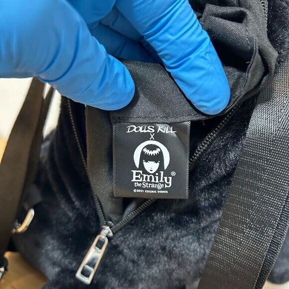 Emily the Strange Sneaky Neechee Plush Black Cat Backpack Large Purse - Picture 4 of 5